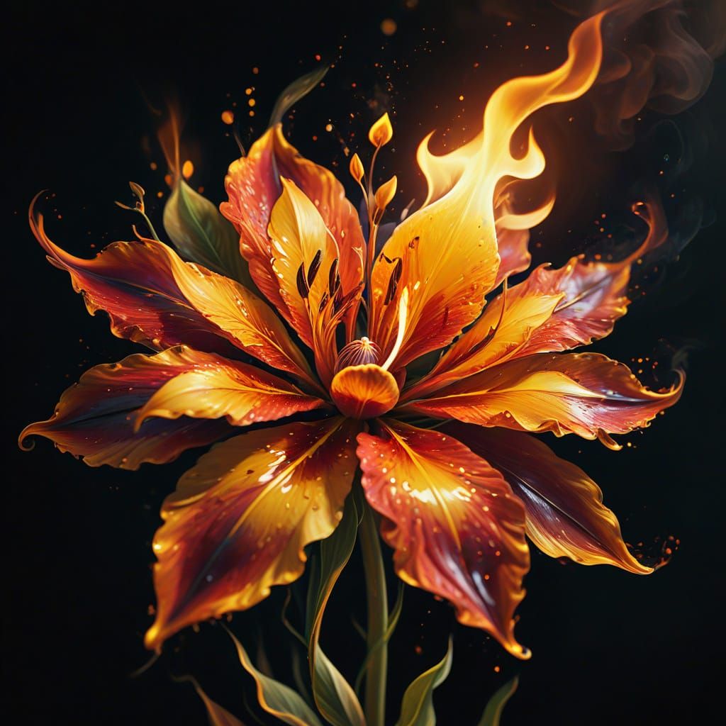 Flame to Flower: A Surreal Digital Art Piece