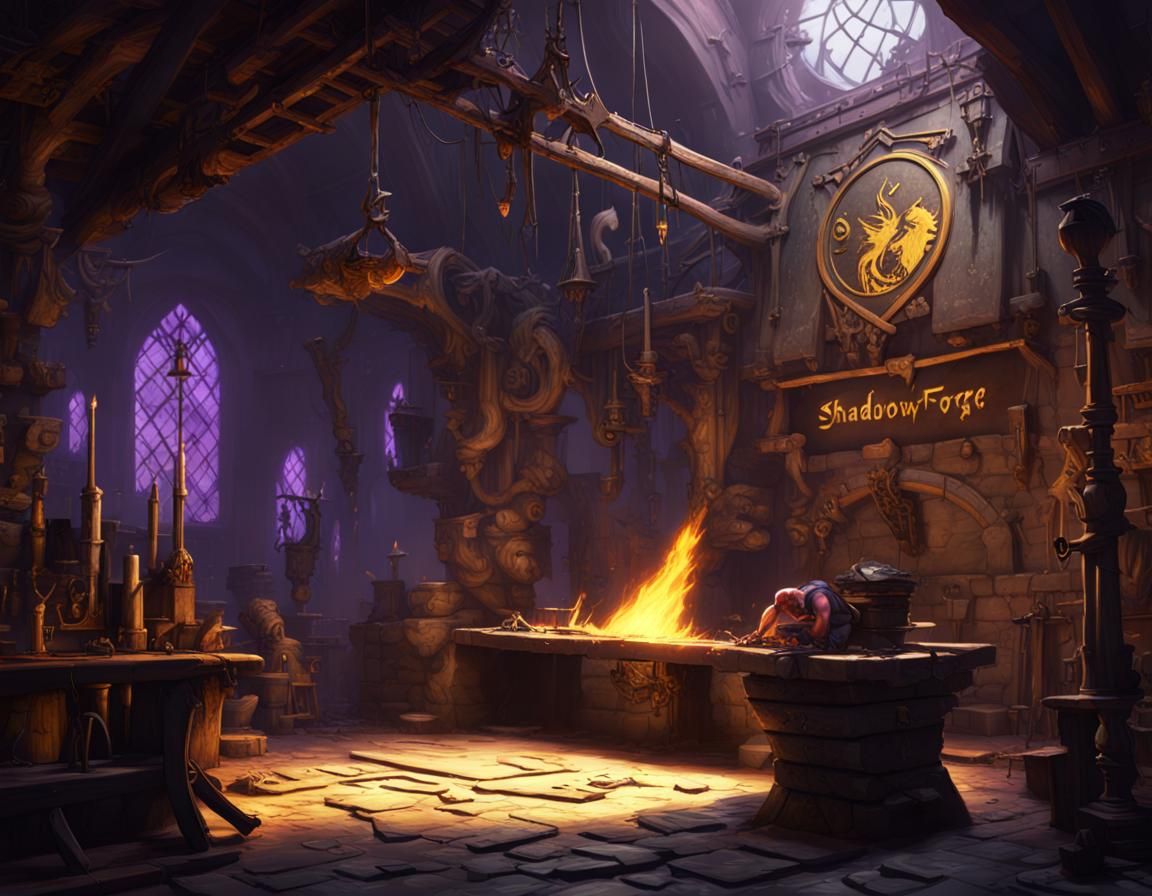 blacksmith and a large inscription "Shadowforge"