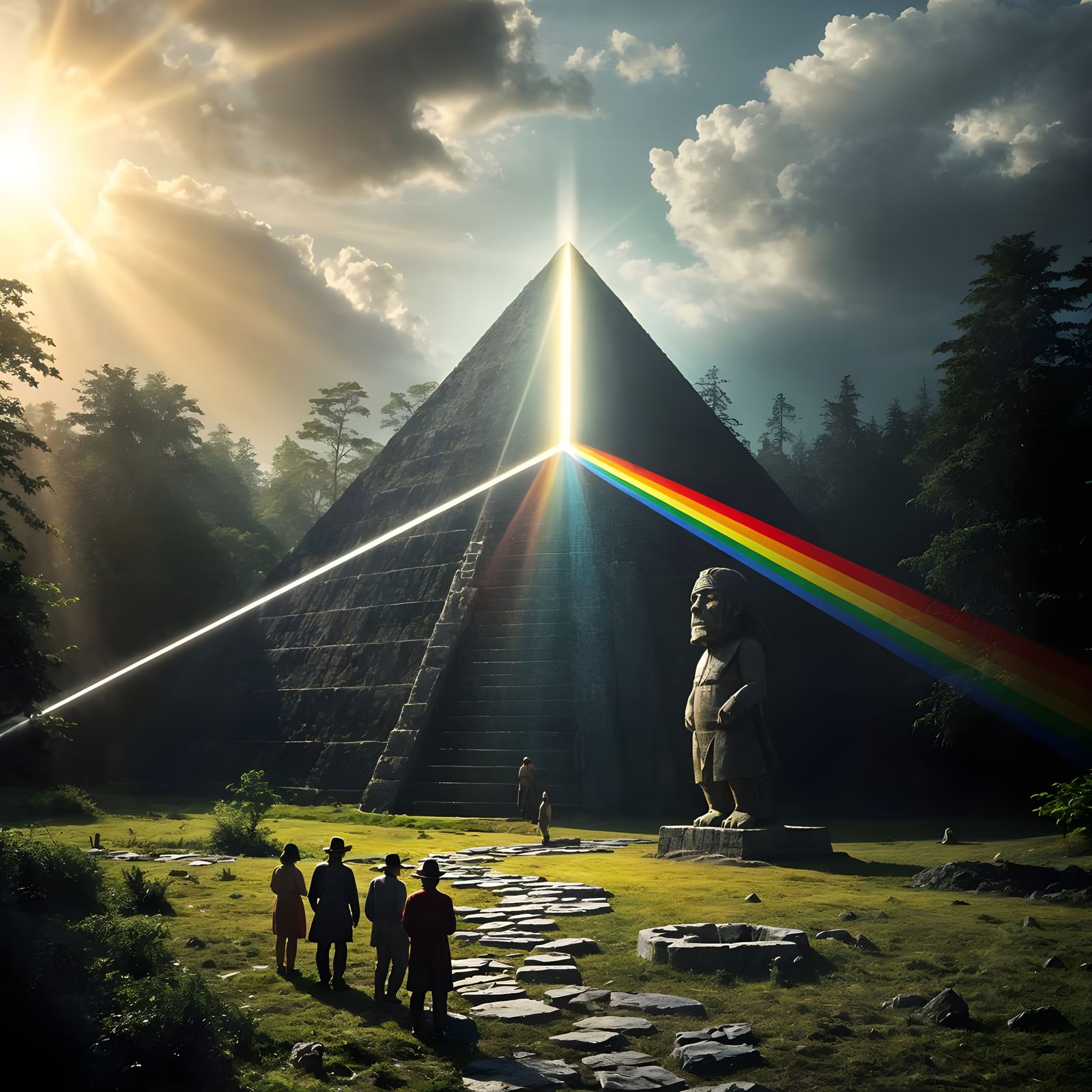 Inca Prism Pyramid Dispersing Light