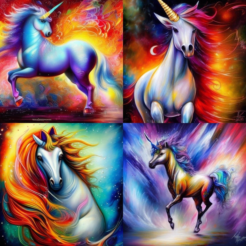 Small Unicorn, front, abstract beauty, approaching perfection, delicate ...