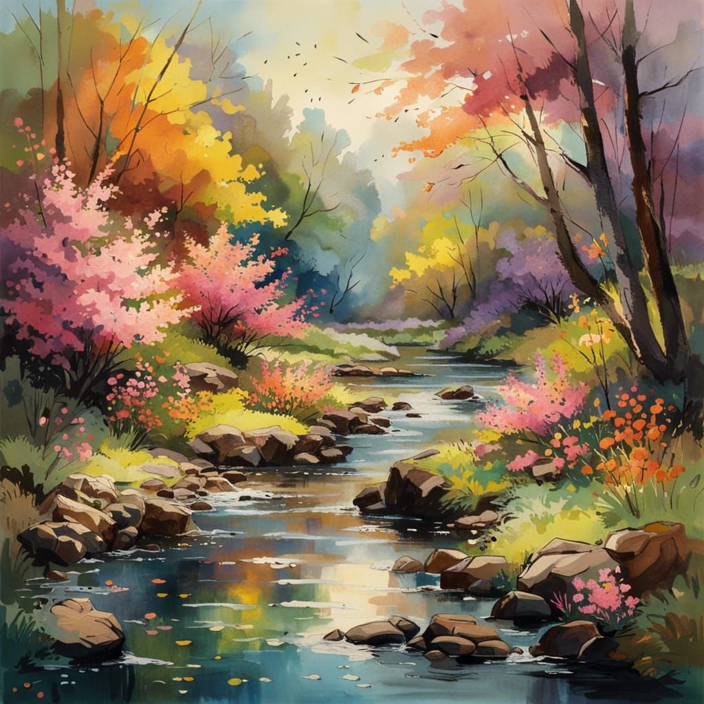 Spring returning to a forested creek  by @Mike Ritchie