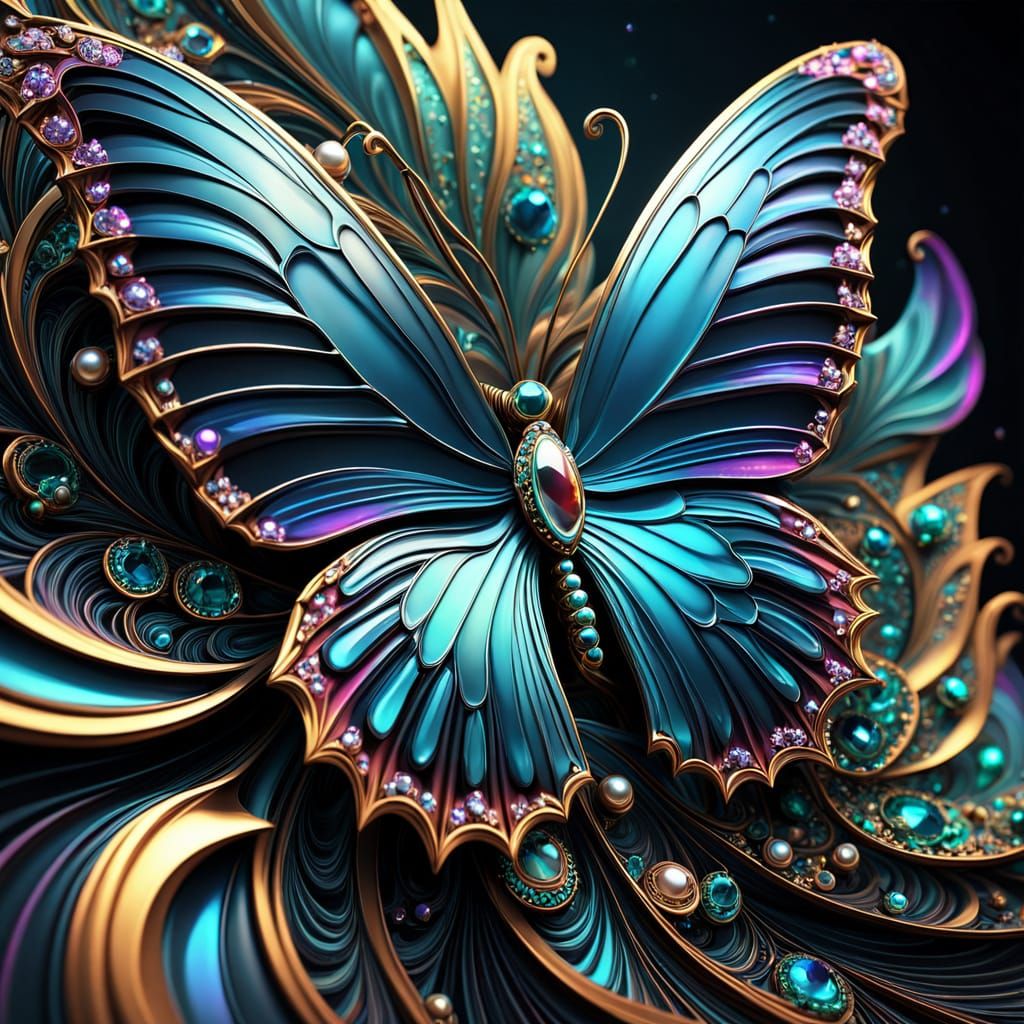 Surreal Butterfly on Rainbow Echeveria in a Magical Crystal ...