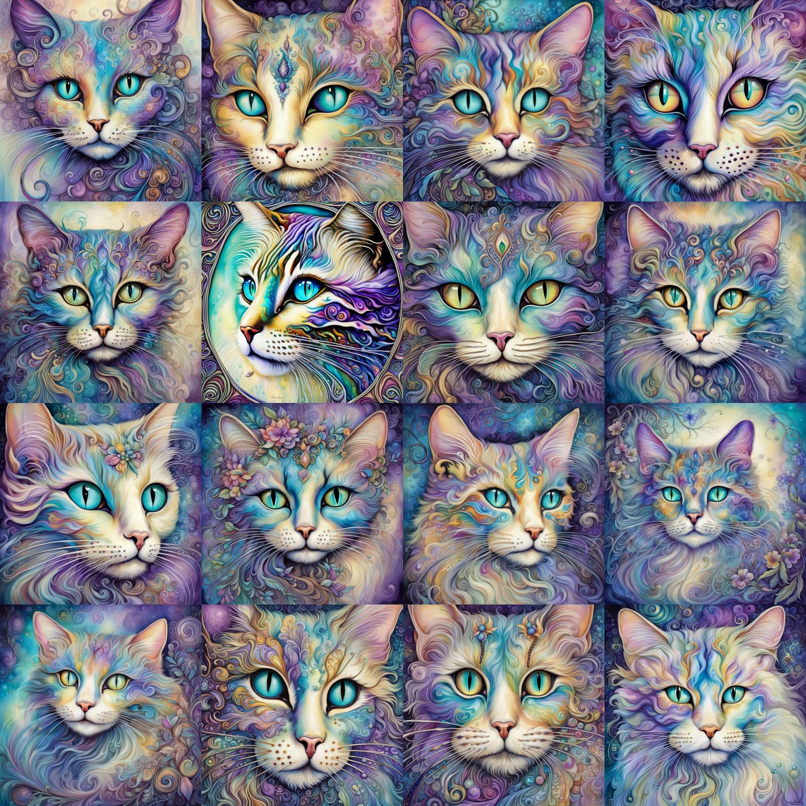 Quilled Cat in Ocean Colors - AI Generated Artwork - NightCafe Creator