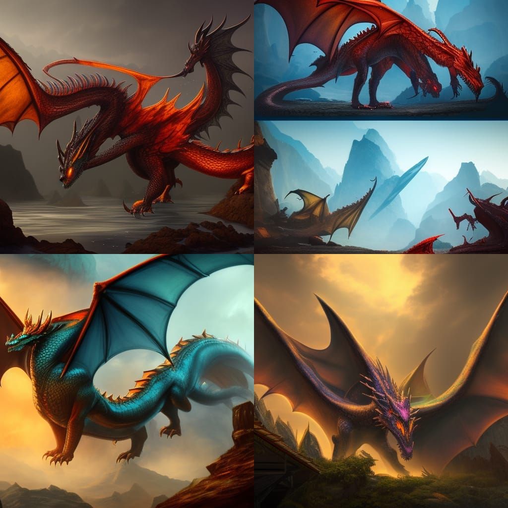 Elemental Dragons - Ai Generated Artwork - Nightcafe Creator