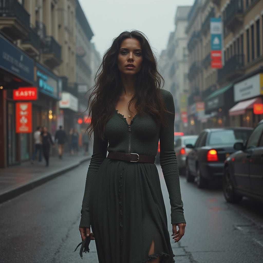 Dark Fantasy Creatures in a Rainy Landscape