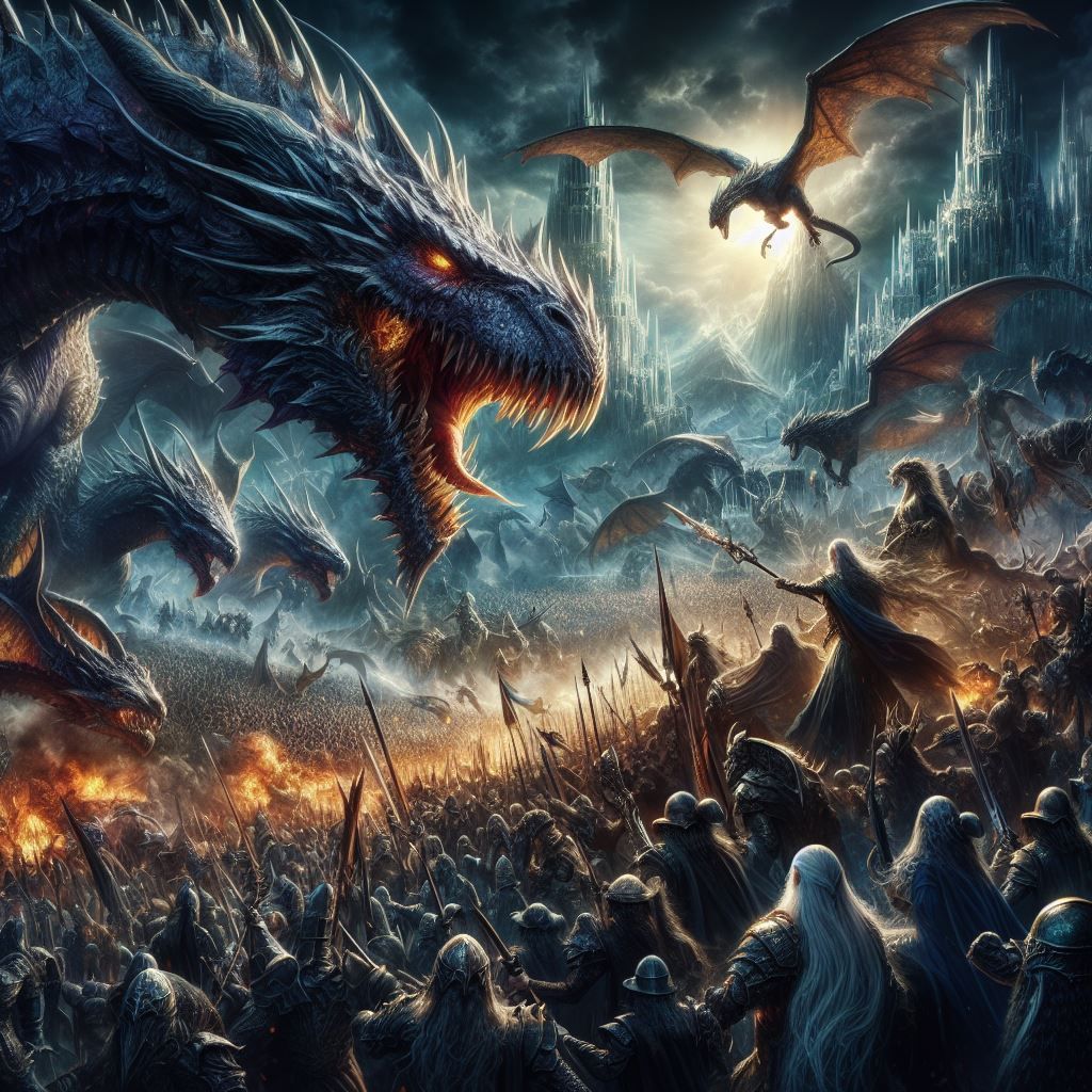 The army of Morgoth's monsters against the peoples of Middle-earth - AI ...