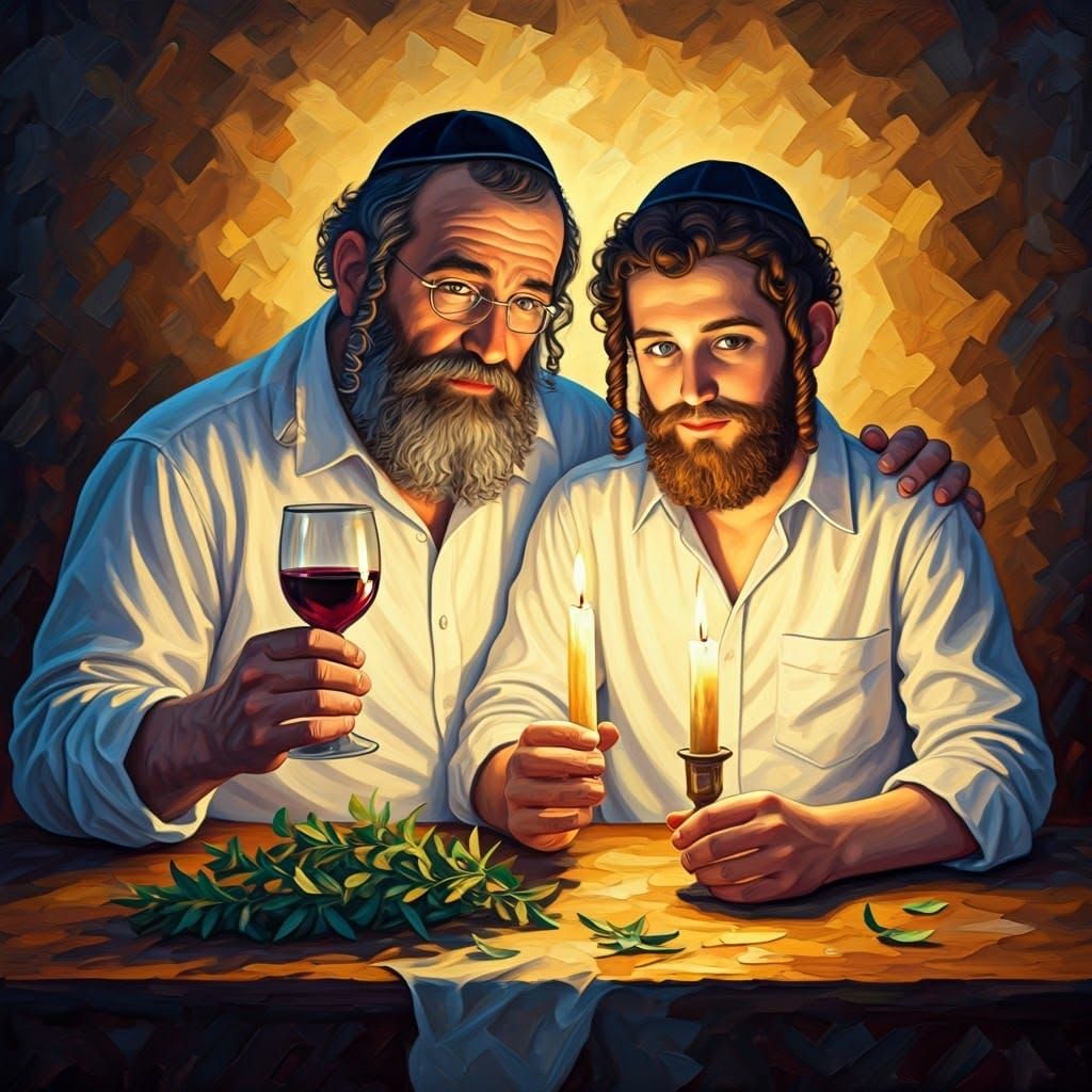 Jewish Father and Son at Havdalah