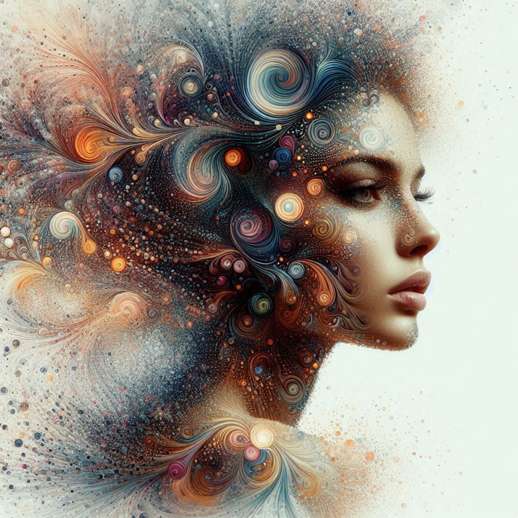 double exposure beautiful fantasy DALL-E 3 portrait landscap...