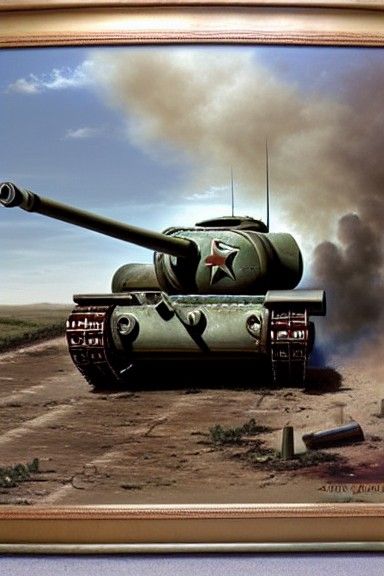 destroyed world war 2 sherman tank detailed matte painting o...