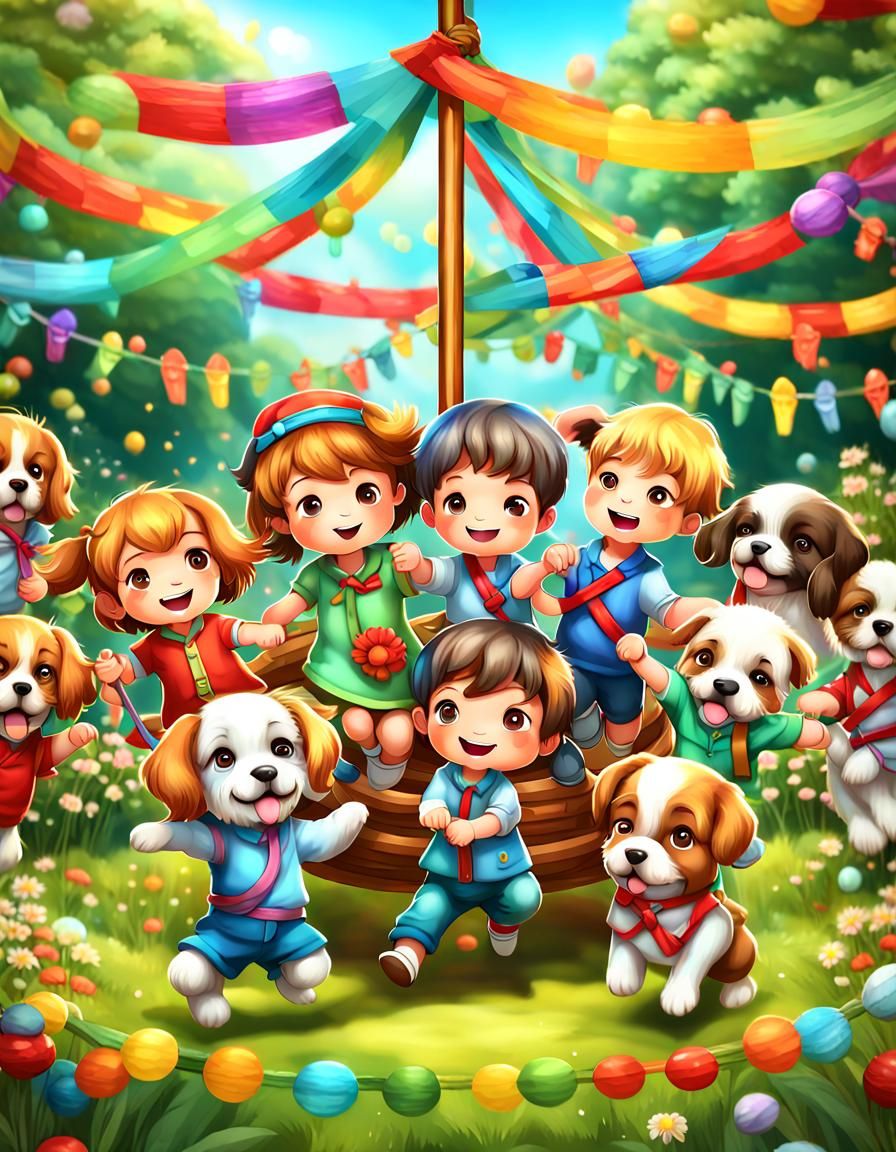 May Day May Pole Festive May Day celebration The adorable chibi ...