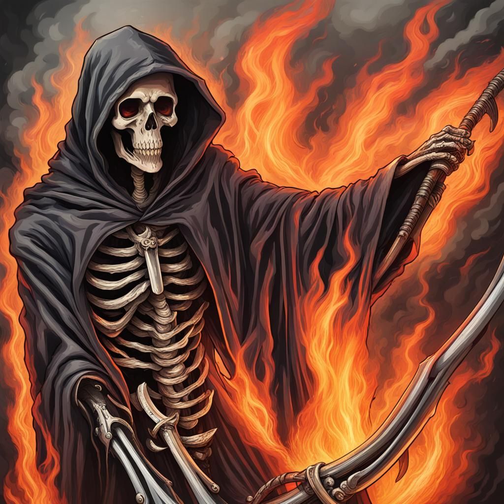 grim reaper on fire - AI Generated Artwork - NightCafe Creator