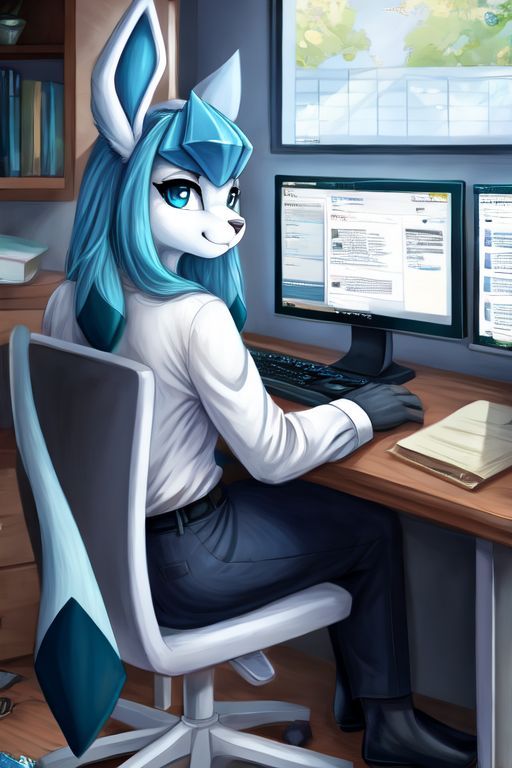 glaceon with a computer