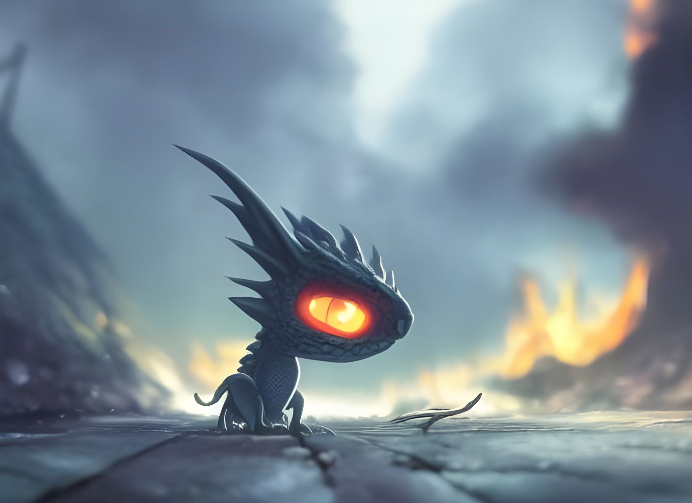Baby Dragon after it's first burn-down. undefined