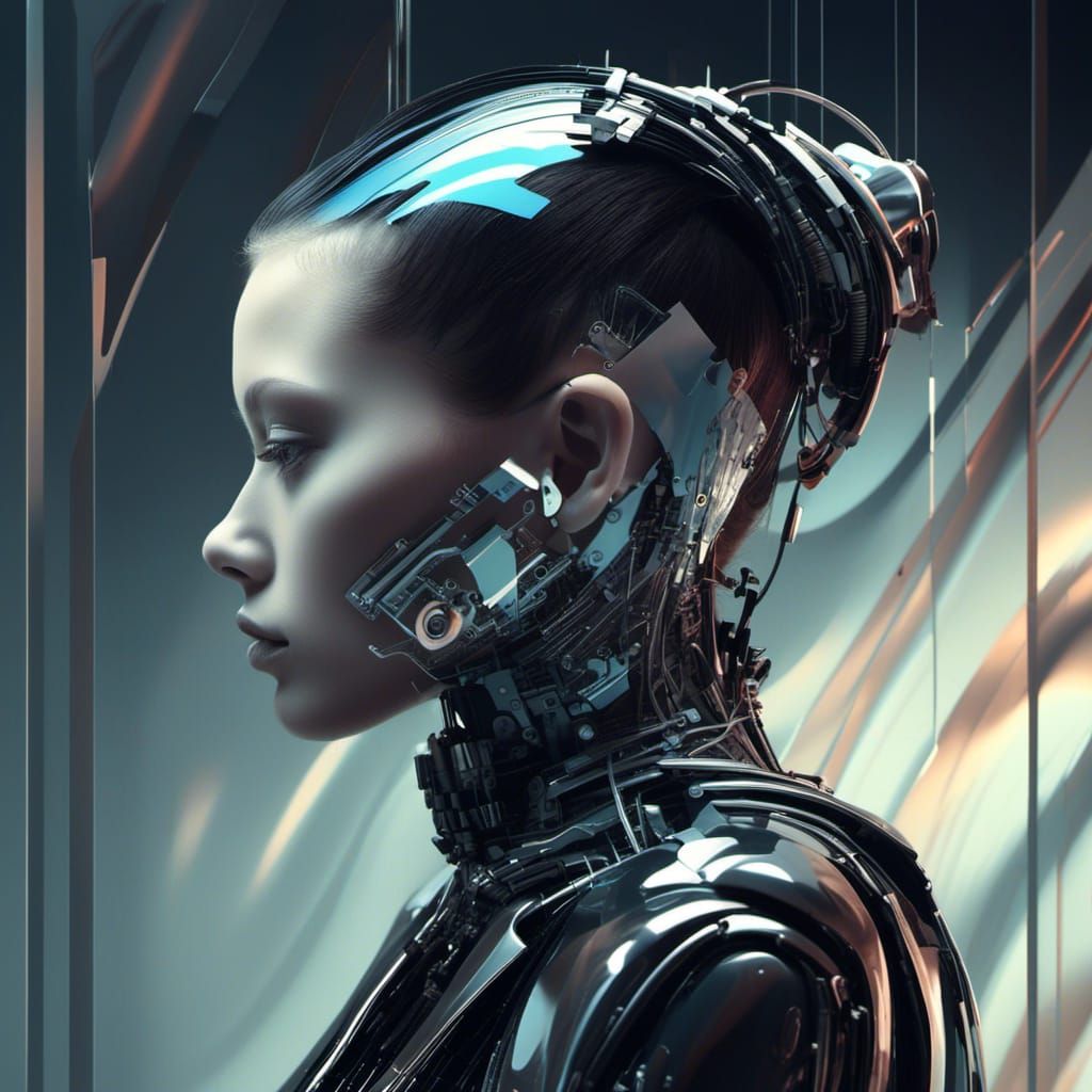glitches hacking effects emil hajjaj creates surreal digital art with a single cyborg shoulder, in the style of dark black and pearlescent,...