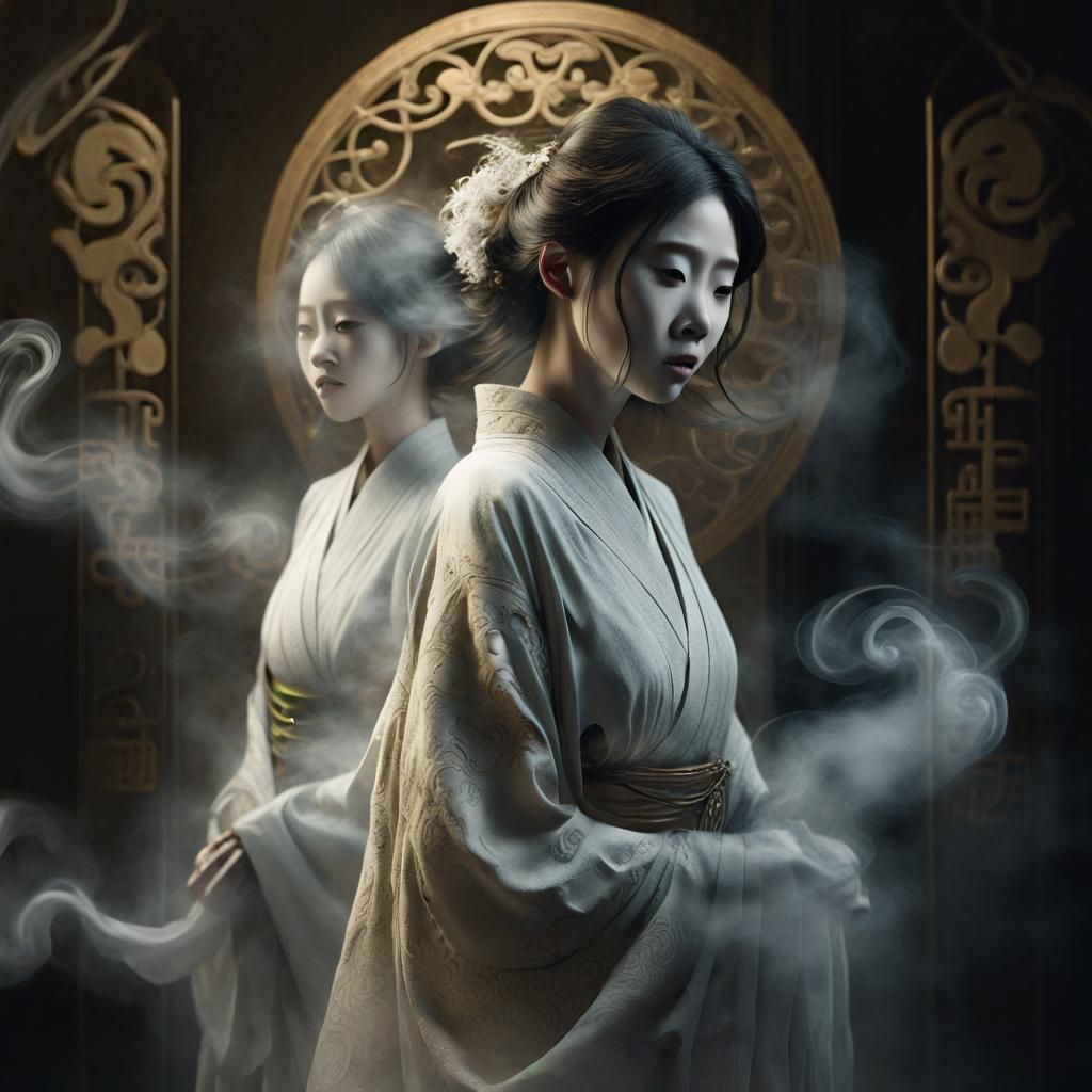 Smoke mist swirls Mysterious Figures Yūrei ghost characters ...
