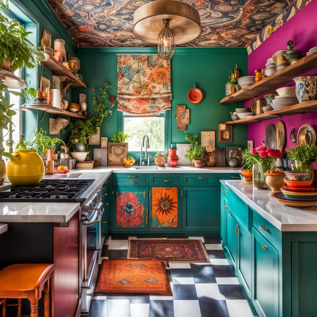 Maximalist kitchen - AI Generated Artwork - NightCafe Creator