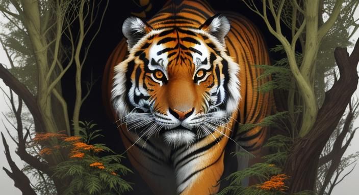 fearsome portrait of tiger - AI Generated Artwork - NightCafe Creator