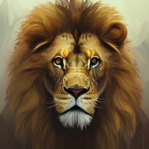 Detailed Painting, 8k Resolution, King Of The Jungle Lion - Ai 