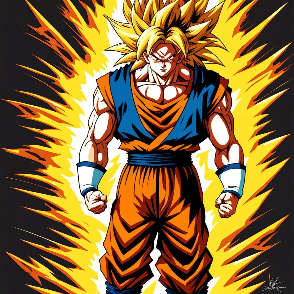 Goku Super Saiyan 3 powering up