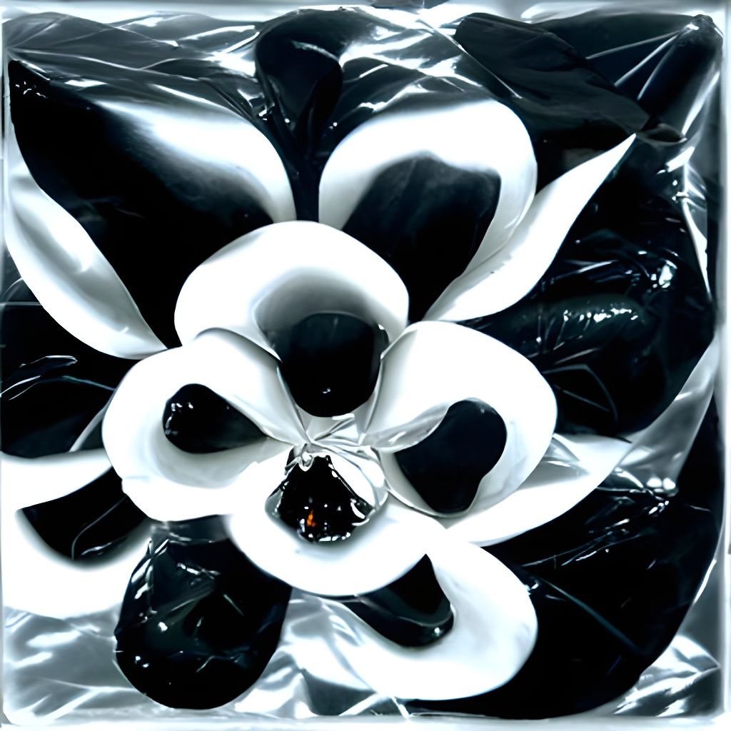 takka flower covered in black latex on sheet of bubble wrap