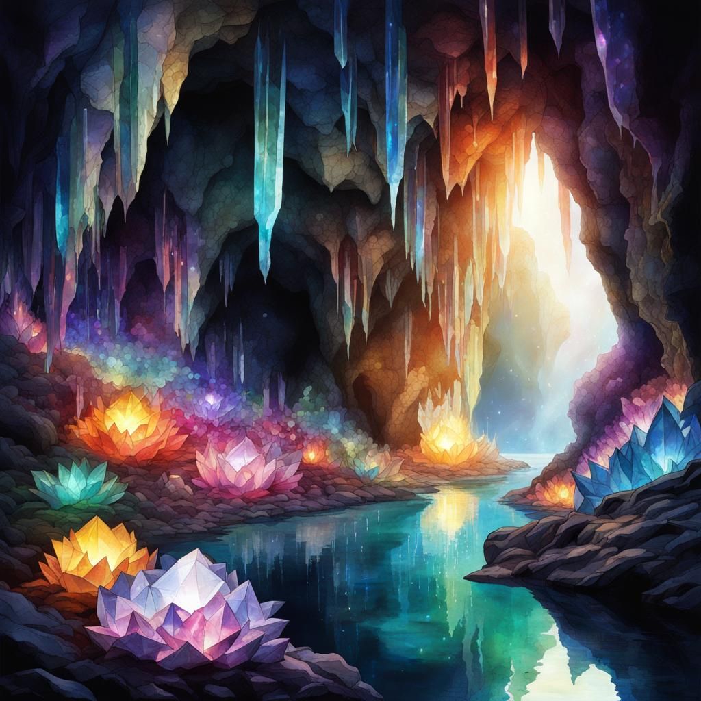 Crystal cave - AI Generated Artwork - NightCafe Creator