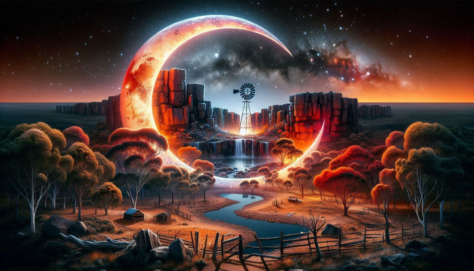 Blood moon in the outback