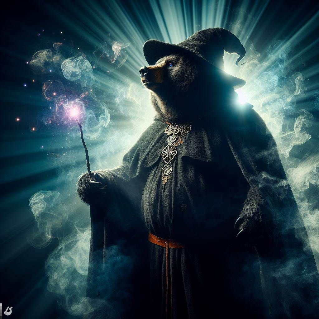 Mystical Dark Wizard Obese Bear: casting- "shadow smoke" Spell