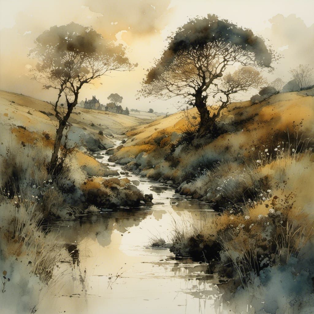 landscape by Stewart Edmondson, Thomas Wells Schaller and Nita Engle, <lora:a past world:1.0>   by @Tina auf der Blumenwiese