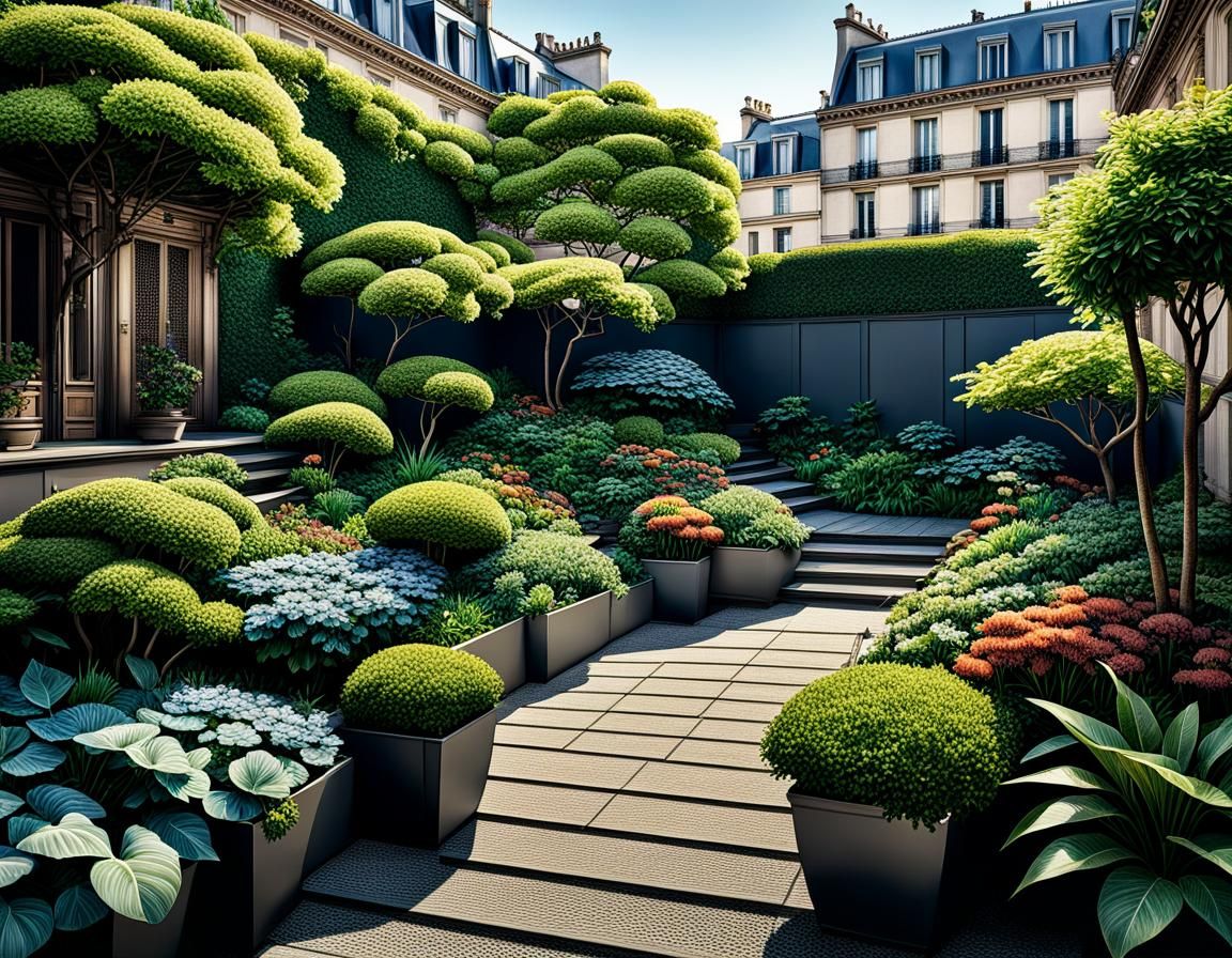 an urban garden, on a terrace