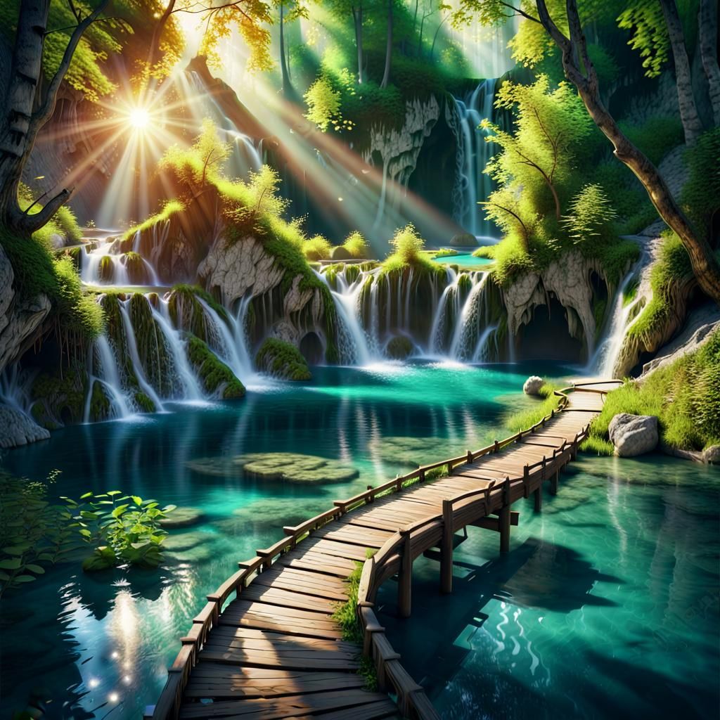 Path through Plitvice Lakes National Park