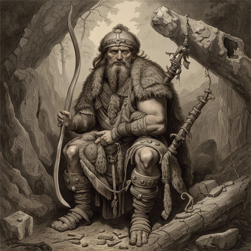 Slavic Hero from VIII century. Archer with talisman made of mammoth ...