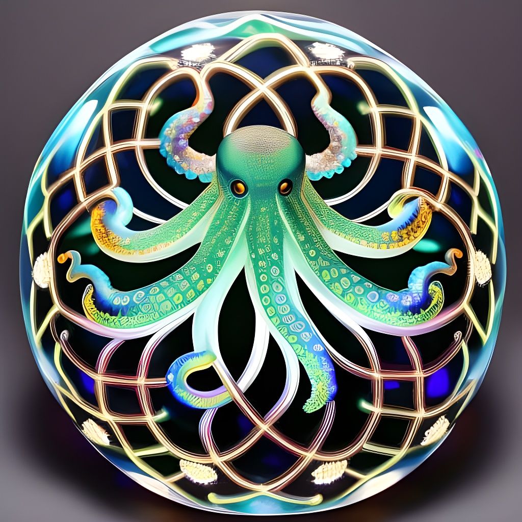 Bioluminescent Geometric Octopus - AI Generated Artwork - NightCafe Creator