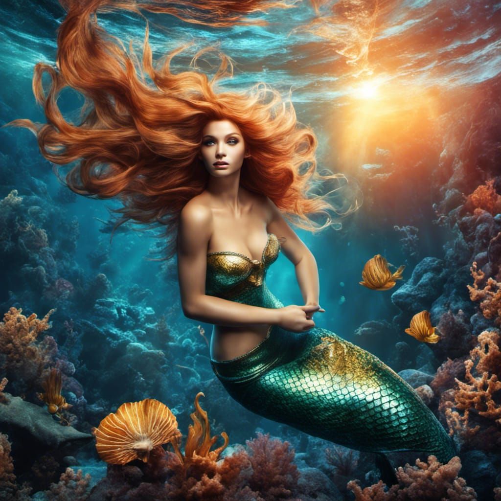 Beautiful mermaid under the sea.