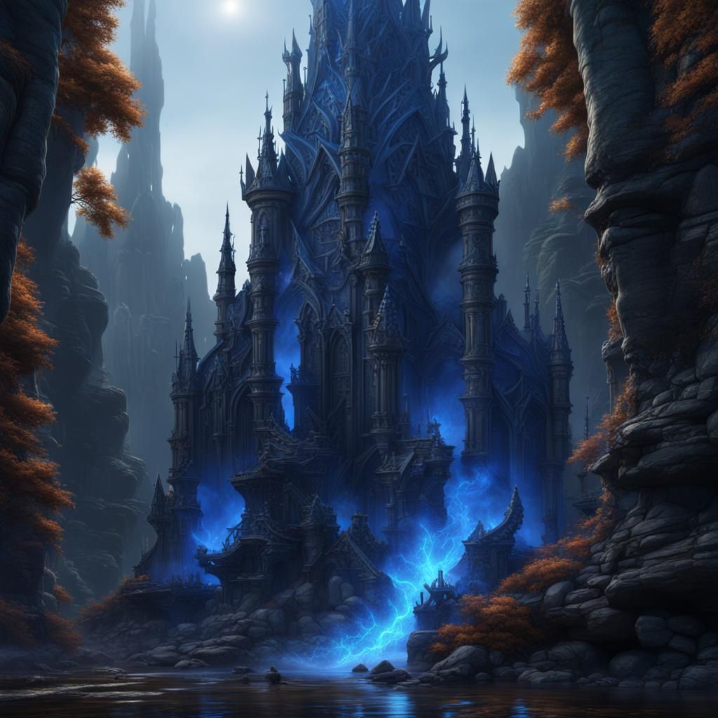 Blue Flame Castle - AI Generated Artwork - NightCafe Creator