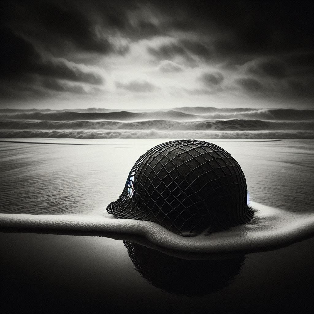 An old, battered helmet 🪖