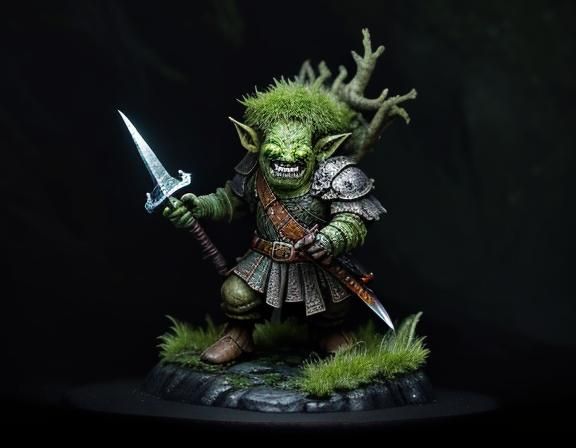 a goblin weilding in a small sword