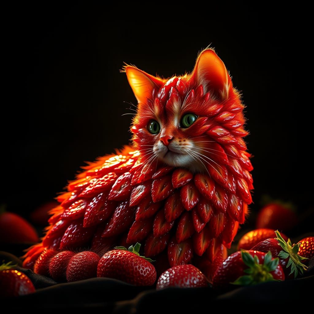A strawberry cat  by @chooky