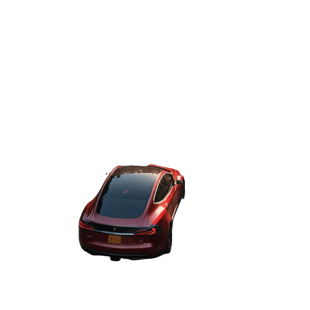 Tesla Crash on Rural Road in Detailed Painting