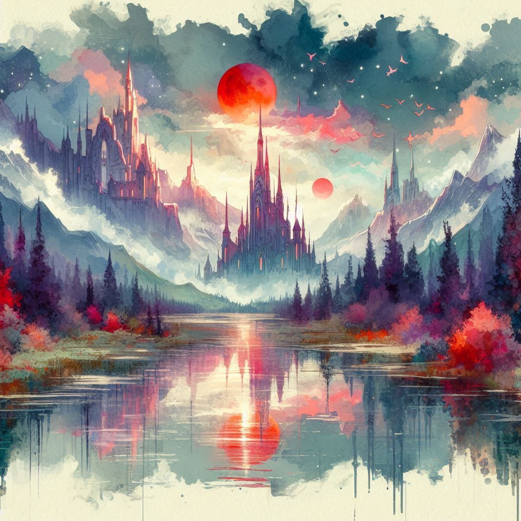 double exposure beautiful fantasy DALL-E 3 portrait landscap...