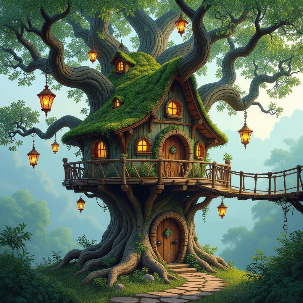 A whimsical treehouse    by @Maria_fairy_id