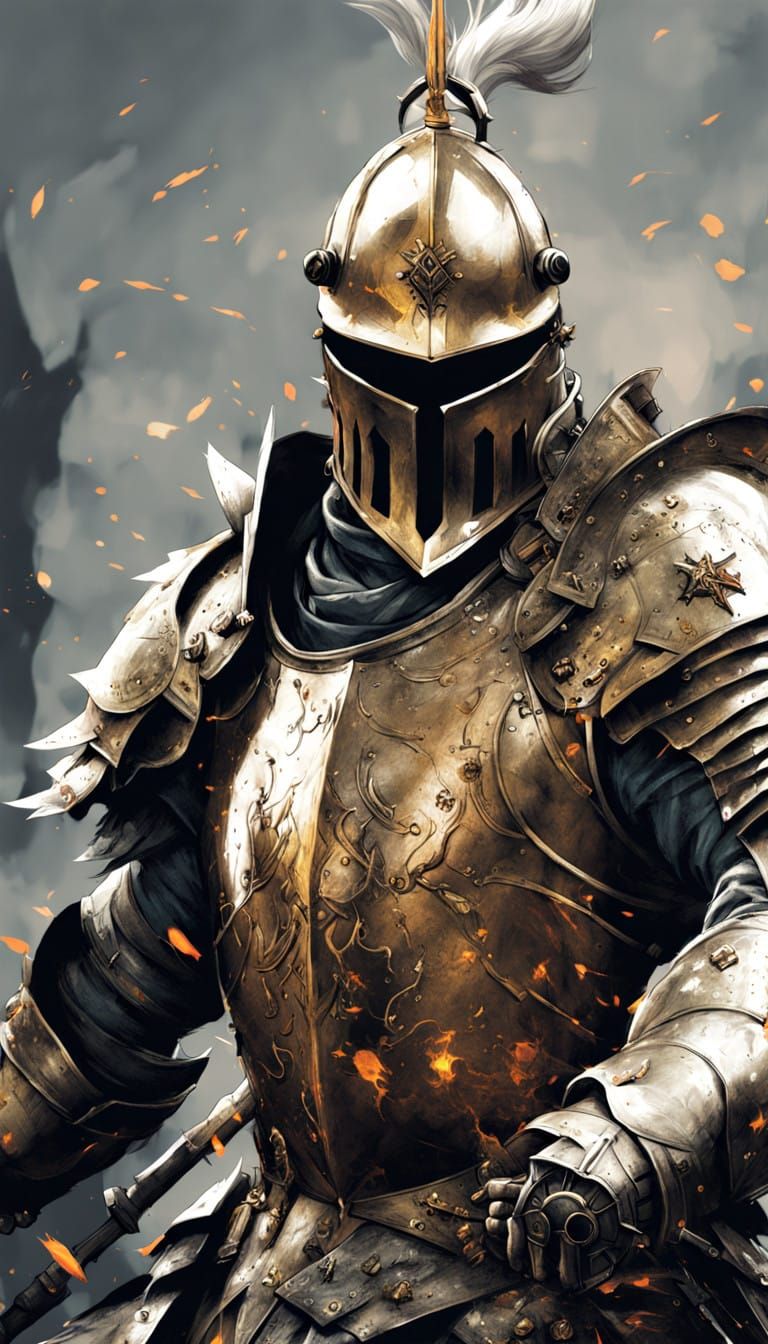 Epic Medieval Knight Concept Art in Gritty Inkpunk Style
