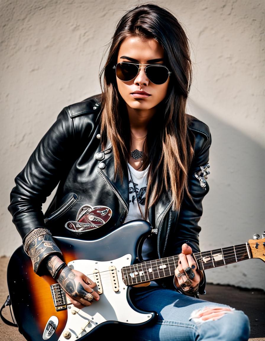 teenage girl, rebellious, creative, passionate, confident, c...