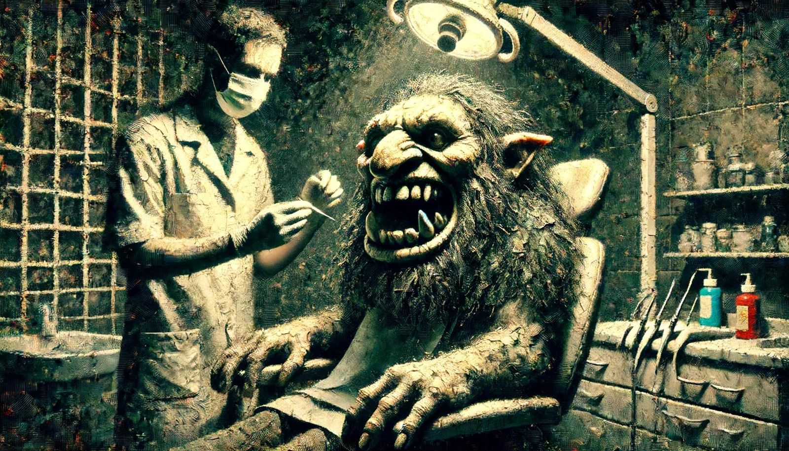 "Doc, the other fang is acting up. Hopefully, it won't need to be pulled out."