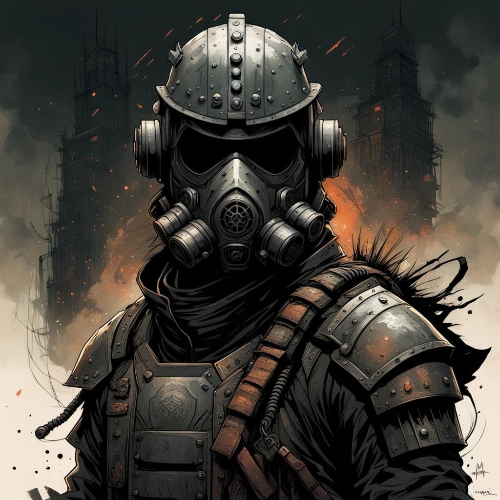 Post-apocalyptic wonderland, nuclearpunk, armour, metal, rusty, soldier ...