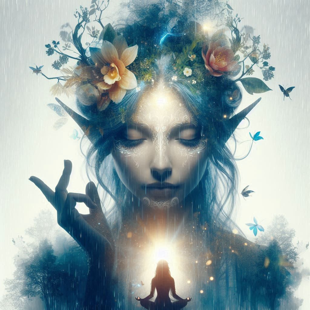 double exposure beautiful fantasy DALL-E 3 portrait landscap...