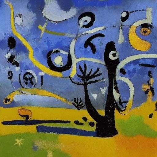 lonely tree in a meadow by Joan Miro :: Patrick Heron :: Sam...