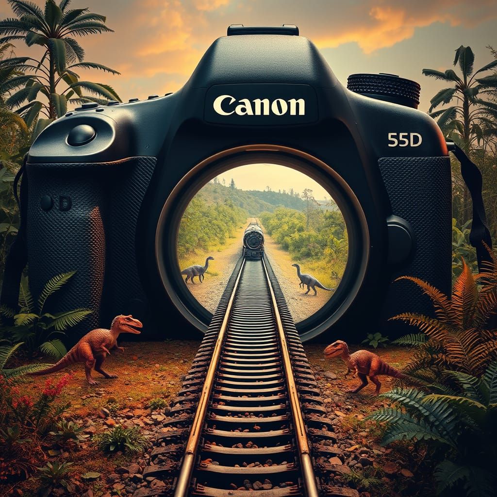 Jurassic Camera Sculpture: A Prehistoric Photo Journey