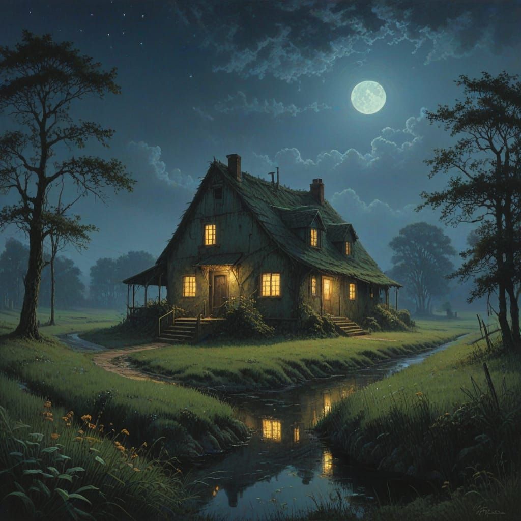 Futuristic Rural Scene in Warm, Golden Light - AI Art