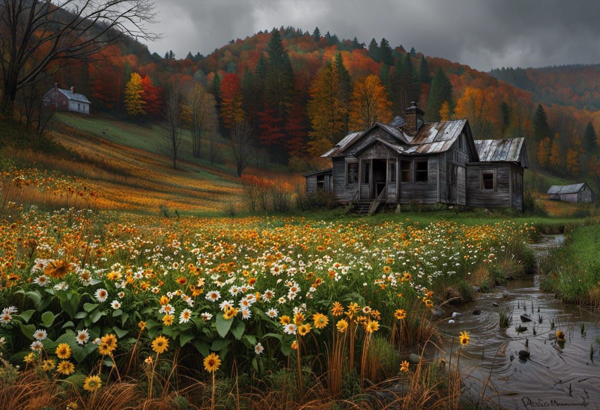 photo; "Pomeroy, Ohio", post apocalyptic; autumn landscape, eldritch
