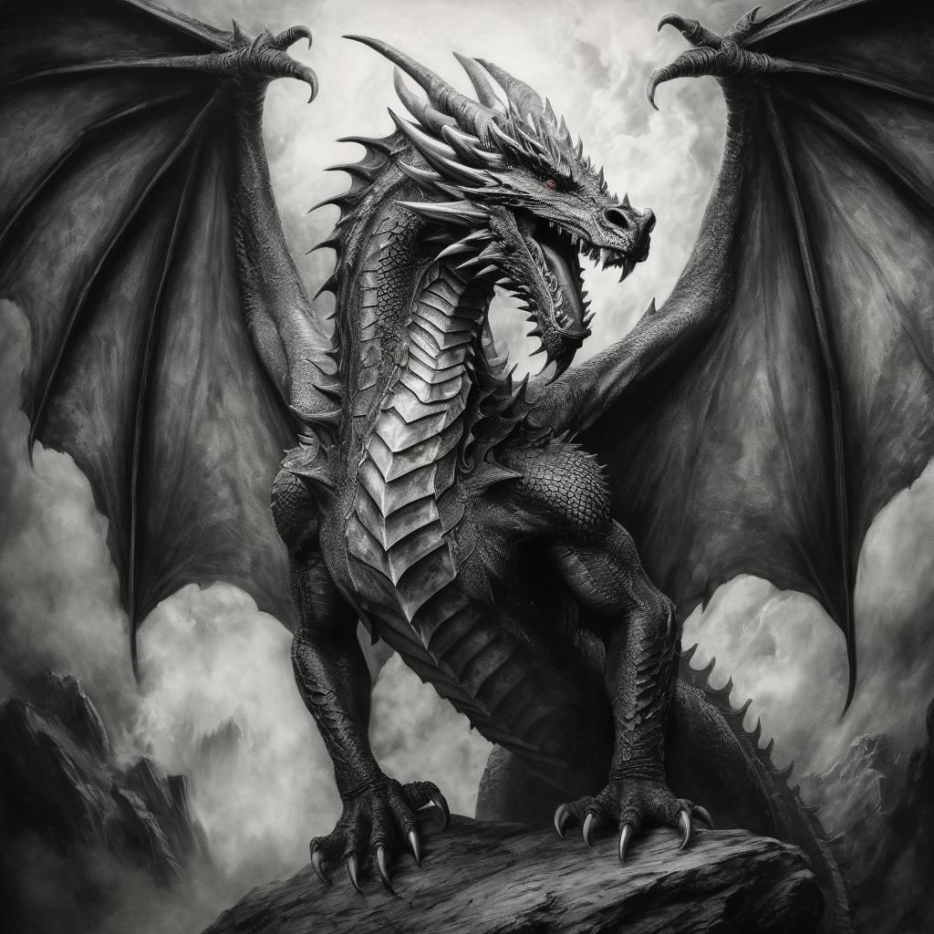 Monochromatic Dragon   by @Hawk